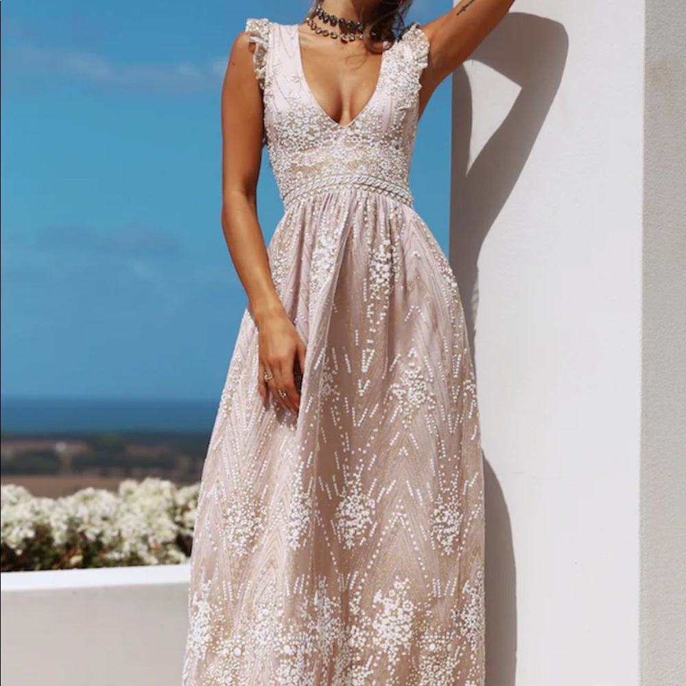 Gold On The Ceiling Maxi Dress- HelloMolly